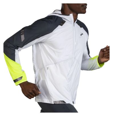 Chaqueta impermeable Brooks Run Visible Blanco Amarillo