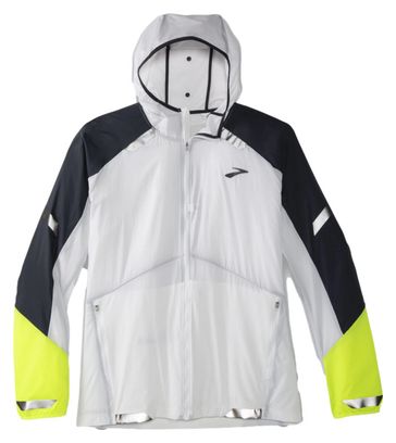 Chaqueta impermeable Brooks Run Visible Blanco Amarillo