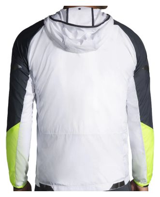 Chaqueta impermeable Brooks Run Visible Blanco Amarillo