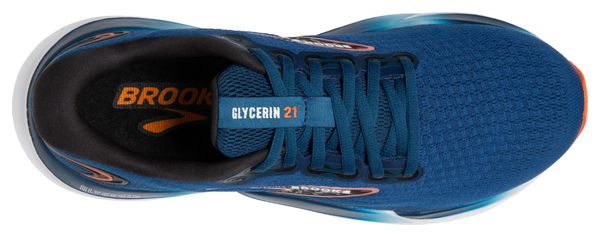 Brooks Glycerin 21 Hardloopschoenen Large 2E Blauw/Oranje Heren