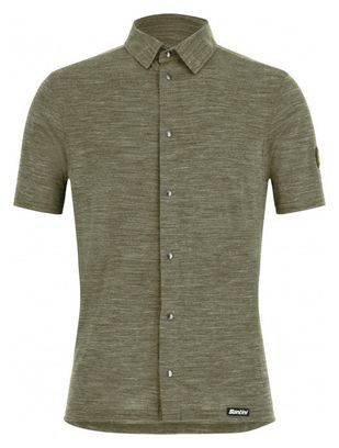 Santini Summer Gravel Khaki short-sleeve technical shirt