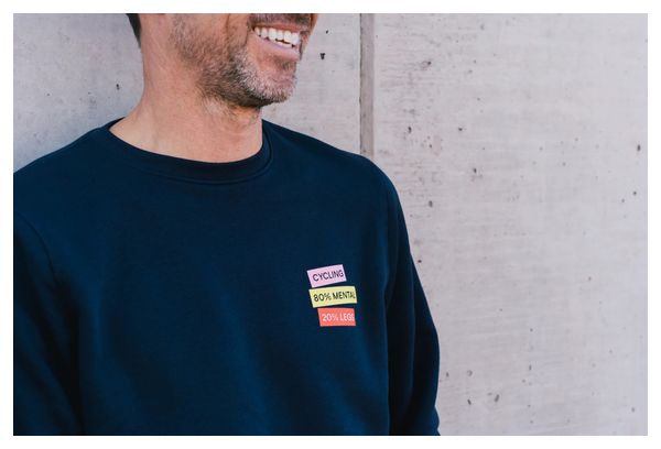 Çois Unisex 'Cycling: 80% Mental 20% Legs' Blue Sweatshirt