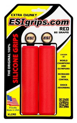 Paire de Grips Silicone ESI Extra Chunky 34mm Rouge