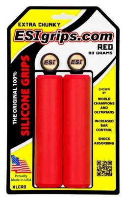 Pair of Silicone Grips ESI Extra Chunky 34mm Red