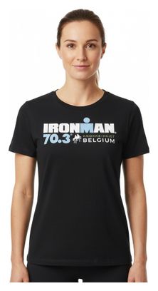 Ironman 70.3 België Zwart Vrouwen T-Shirt met Korte Mouwen