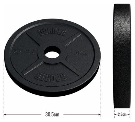 Disques Olympiques en fonte - 50/51 mm - Poids : 10 KG