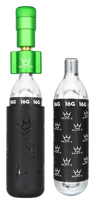 Peaty's Holeshot Road/Gravel CO2 Inflator Emerald Green + 2 cartucce di CO2 (16g)