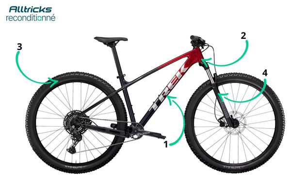 VTT Semi Rigide Trek Marlin 6 Shimano Cues 10V 29'' Rouge Bleu Gén. 3 | L 177/188 - Produit Reconditionné / Très bon État