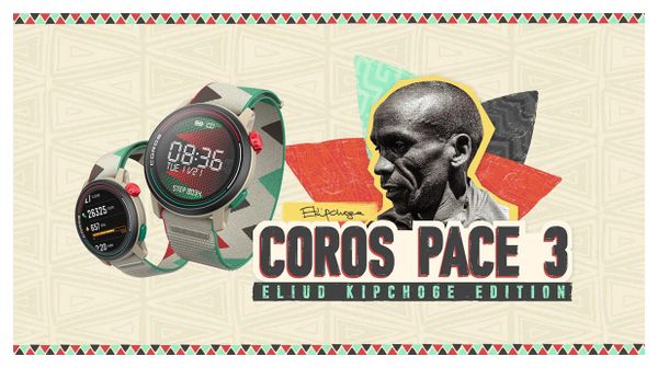 Coros Pace 3 GPS Horloge Beige Nylon Band Eliud Kipchoge Editie
