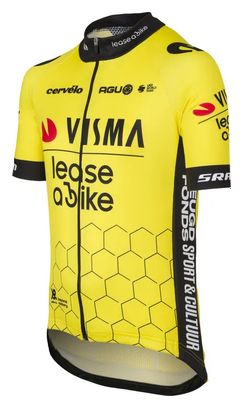 Visma Lease Replica Children's Short Sleeve Jersey Black / Yellow