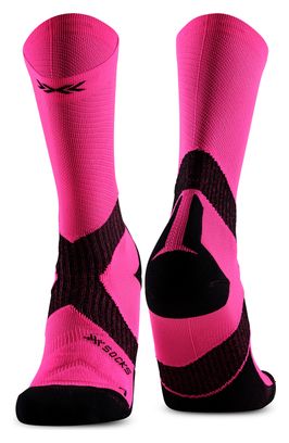 X-Socks Bike Expert Crew Fluo Rosa/Negro