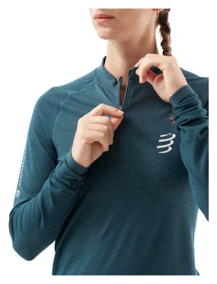 Maillot manches longues Compressport Trail HZ Merino Bleu Femme