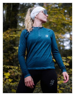 Maillot manches longues Compressport Trail HZ Merino Bleu Femme