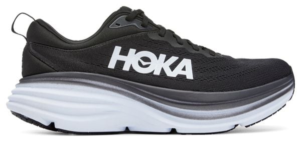 Chaussures Running Hoka Bondi 8 Large Noir Blanc