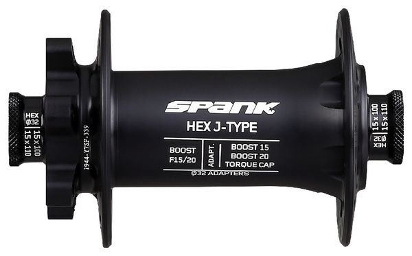 Moyeu Avant Spank HEX J-Type Boost / F15/20 / 32 trous Noir