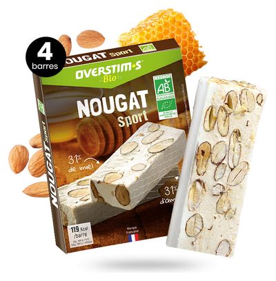 Overstims Energy Bars (x4) Organic Nougat Almonds Honey