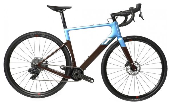 3T Exploro Race Torno Gravel Bike Sram Force eTap AXS 12S 700 mm Azul Marrón 2022