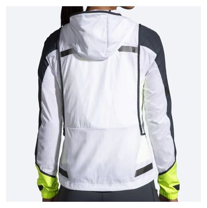 Veste imperméable réfléchissante Brooks Run Visible Blanc Jaune Femme