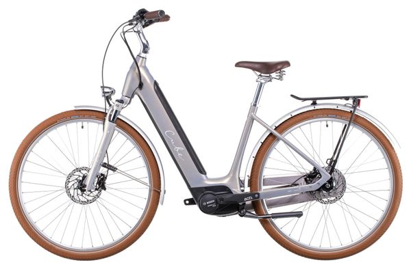 Cube Ella Cruise Hybrid 500 Easy Entry Bicicleta eléctrica de ciudad Shimano Nexus 7S 500 Wh 700 mm Plata nacarada 2022