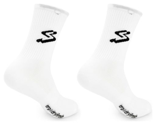 Set of 2 Pairs of Spiuk Top Ten Unisex Socks White