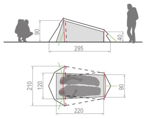 Tunnel Tent Vaude Arco 1-2 Person Red | Alltricks.com