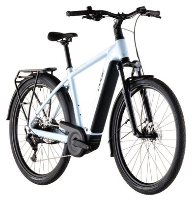 Bicicletta da trekking elettrica Cube Touring Hybrid One 600 con cambio Shimano Cues 9S, batteria da 600 Wh, interasse 700 mm, colore Glacier Blue, 2026