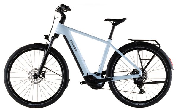 Bicicletta da trekking elettrica Cube Touring Hybrid One 600 con cambio Shimano Cues 9S, batteria da 600 Wh, interasse 700 mm, colore Glacier Blue, 2026