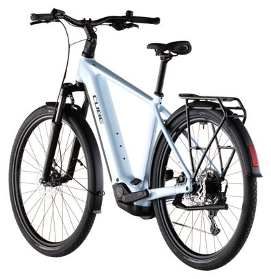 Bicicletta da trekking elettrica Cube Touring Hybrid One 600 con cambio Shimano Cues 9S, batteria da 600 Wh, interasse 700 mm, colore Glacier Blue, 2026