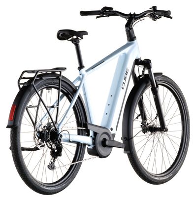 Bicicletta da trekking elettrica Cube Touring Hybrid One 600 con cambio Shimano Cues 9S, batteria da 600 Wh, interasse 700 mm, colore Glacier Blue, 2026