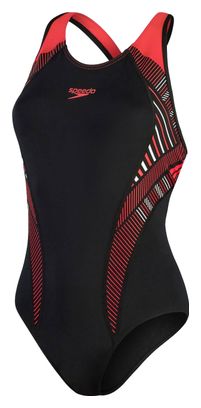 Maillot de Bain Femme Speedo Placement Laneback Noir/Rouge