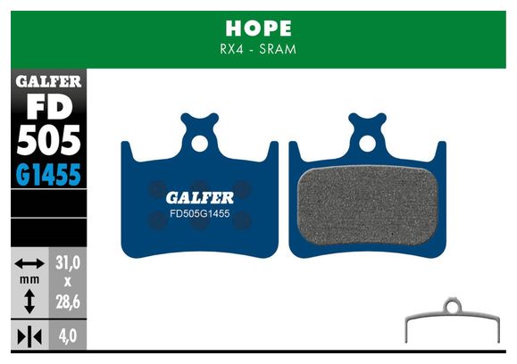 Galfer FD505 G1455 Road Semi-Metallic Brake Pads for Hope RX4 (Sram) Disc Brakes