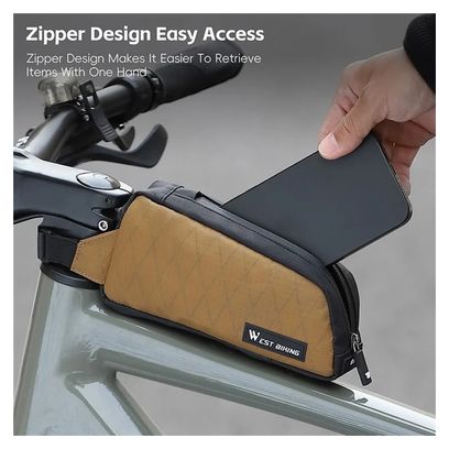 Sacoche de cadre de vélo  en nylon  - Marron