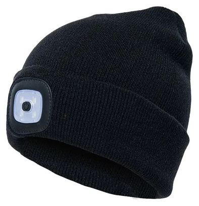 Bonnet unisexe avec lumière LED intégrée amovible - Rechargeable USB (hiver et activités nocturnes)