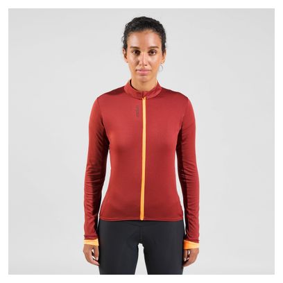 Giacca ciclismo donna Odlo Full Zip Zeroweight Ceramiwarm Red