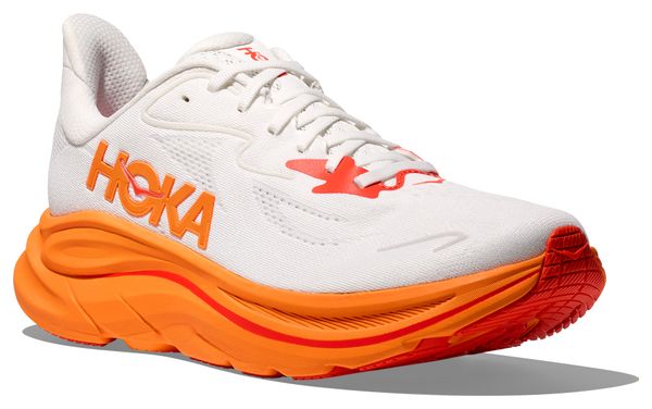 Hoka Clifton 10 Running Shoes White/Orange Women