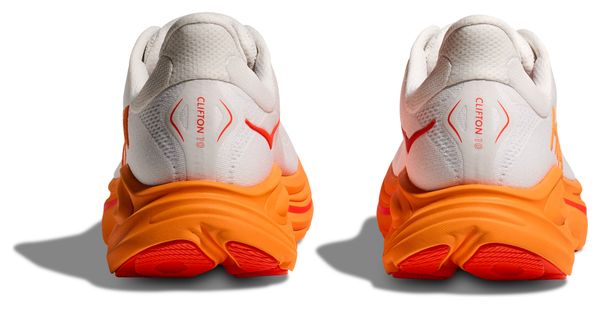 Hoka Clifton 10 Running Shoes White/Orange Women