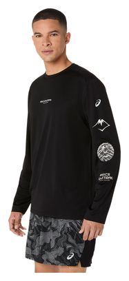 Asics Fujitrail Langarm-Shirt mit Logo, schwarz, Herren
