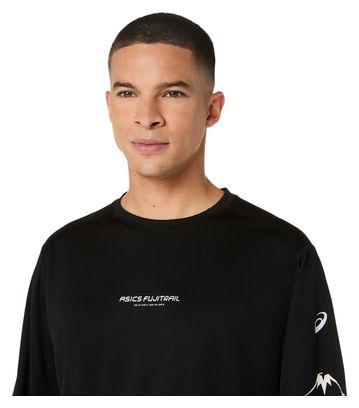Asics Fujitrail Langarm-Shirt mit Logo, schwarz, Herren