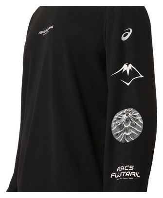 Asics Fujitrail Langarm-Shirt mit Logo, schwarz, Herren