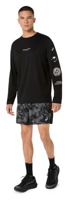 Asics Fujitrail Langarm-Shirt mit Logo, schwarz, Herren