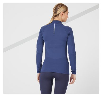 Maglia a maniche lunghe Kiprun Run 500 Seamless Warm Blue Donna