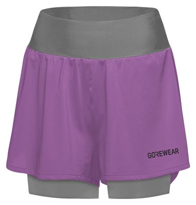 Gore-Wear Concurve 3 Dames 2-in-1 Hardloopshort Paars/Grijs