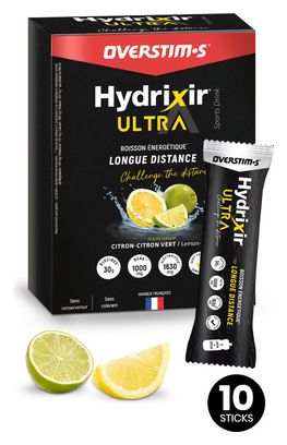 Bebida Energética Overstims Hydrixir Ultra Limón/Lima - 10 barritas de 40g