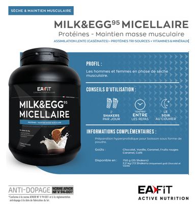 EAFIT Milk Egg 95 Micellaire 750g - Chocolat