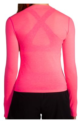 Camiseta de manga larga Brooks High Point rosa para mujer