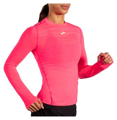 Camiseta de manga larga Brooks High Point rosa para mujer