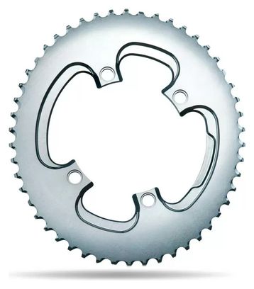 Plateau Ovale AbsoluteBlack Silver Series Oval Road 2X 110/4 BCD Chainring pour Transmission Shimano 11V Gris