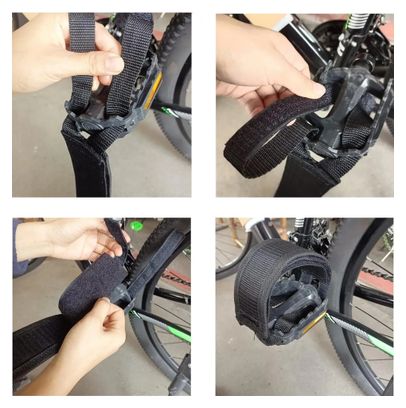 Paar Fahrradpedalriemen – Doppelte verstellbare Befestigung mit verstärktem Klebeband