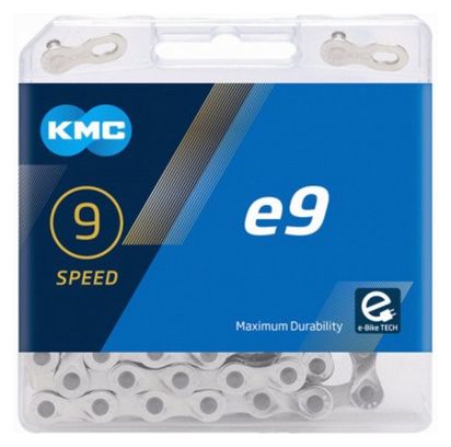 Chaîne vélo KMC E-Bike E9 9 v - argent chromé - 122 maillons