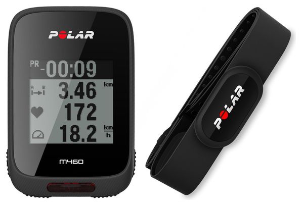 POLAR Fahrradcomputer GPS M460 Schwarz mit Kardiogürtel H10